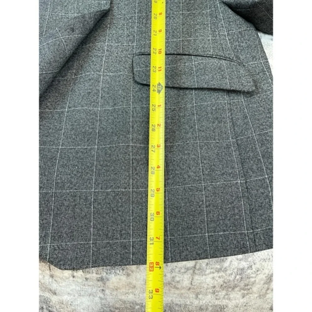 Banana Republic Marzotto Mill 44L‎ Gray Windowpane Sport Coat Blazer Wool Blend
